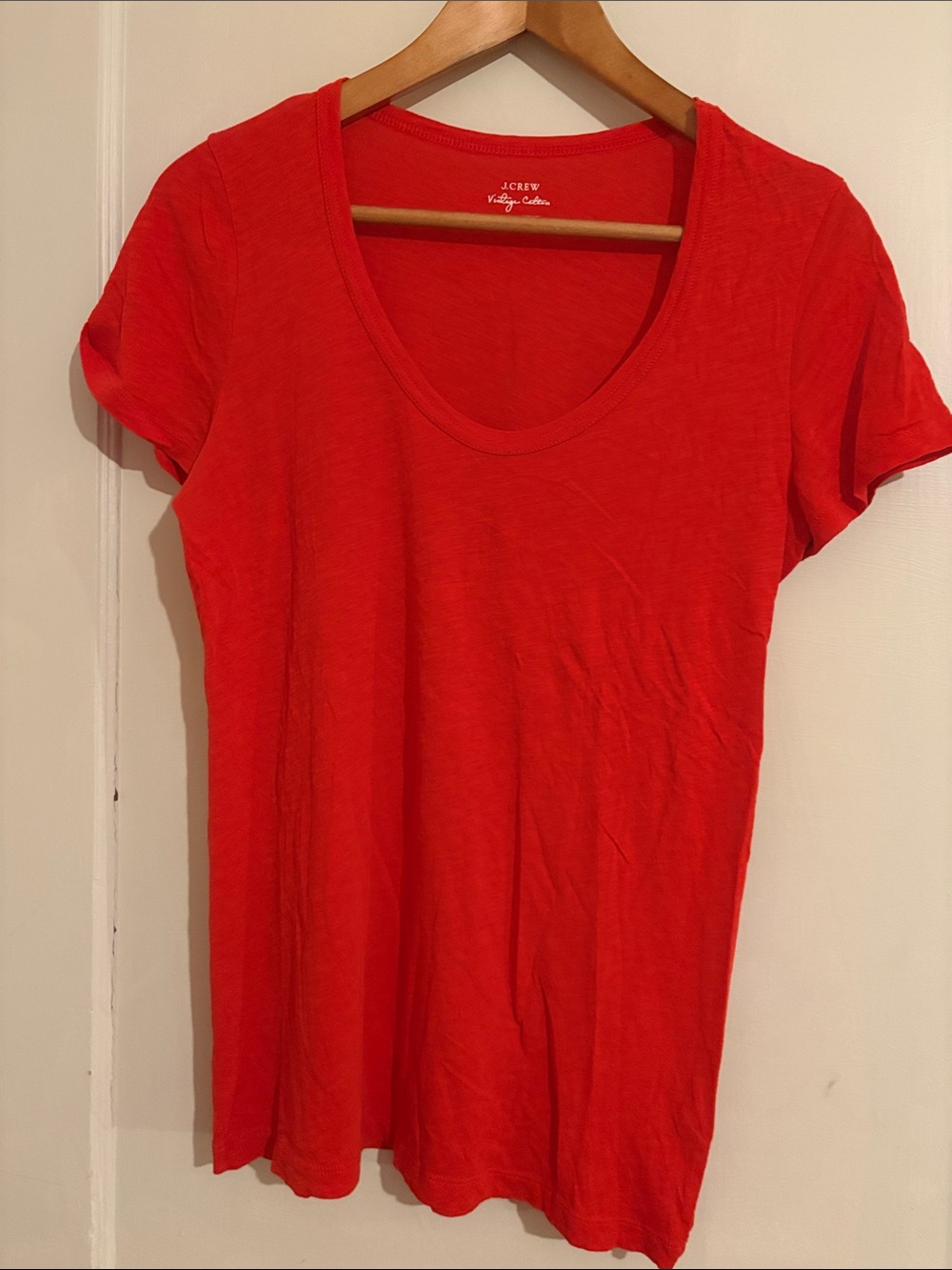 J. Crew Red Scoop Neck Short Sleeve Tee